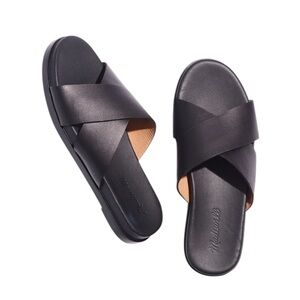 Madewell Louisa Fam Black Leather Slides Shoes Style ND954